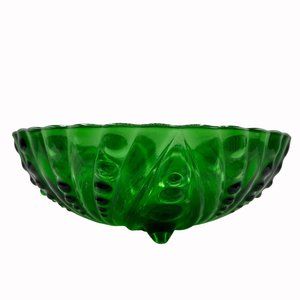 Emerald Green Burple Inspiration Glass Footed Bowl by Anchor Hocking Vintage 195